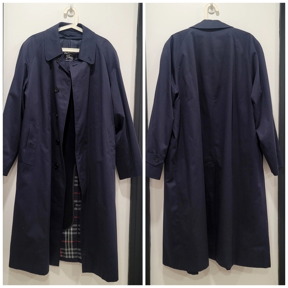 BURBERRY Vintage Navy Blue Men's Trench Coat  with wool removable liner s 38 M/L - Picture 1 of 17